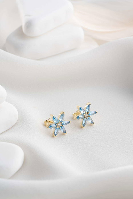 Heliophilia Silver Pendientes de Plata de Ley con Recubrimiento de Oro